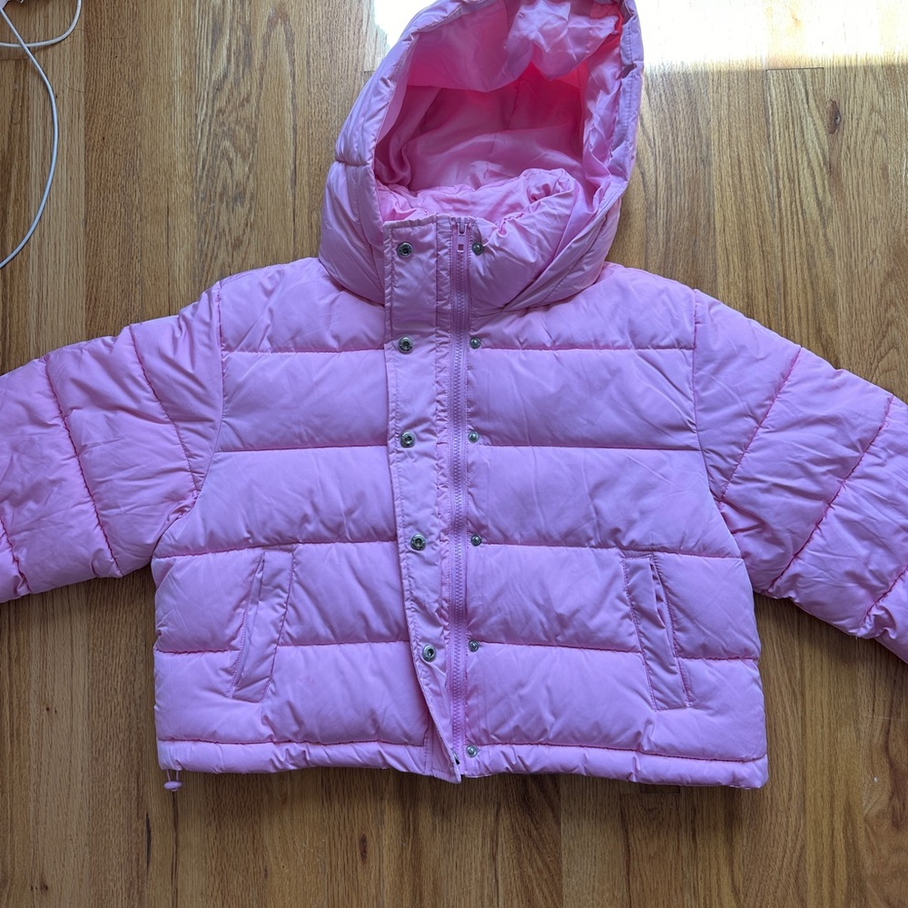 ZARA cropped pink puffer jacket - medium
